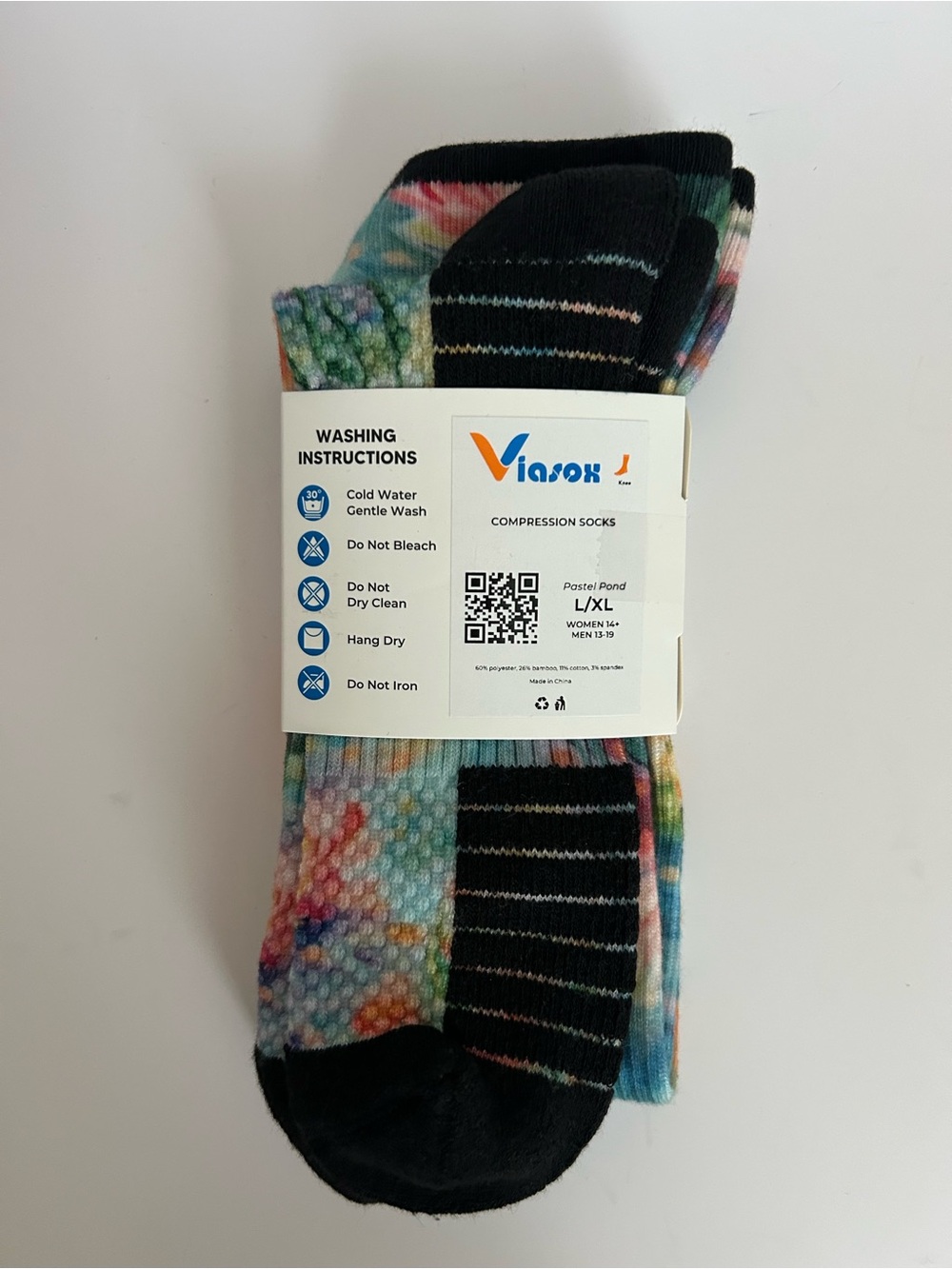 Viasox Pastel Pond Compression Socks - Picture 3 of 4